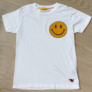 Aviator Nation Kids White Tee with Yellow Smiley